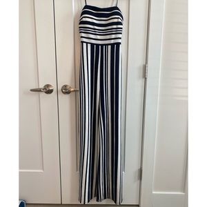 Forever21 Striped Jumpsuit (Navy and White)